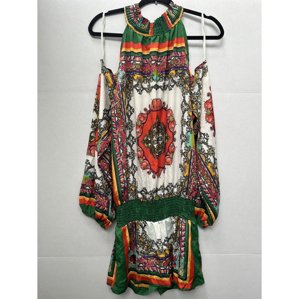 Va Va Voom Romper L One Piece Elastic‎ Band Waist/hip Oversized Top Paisley
